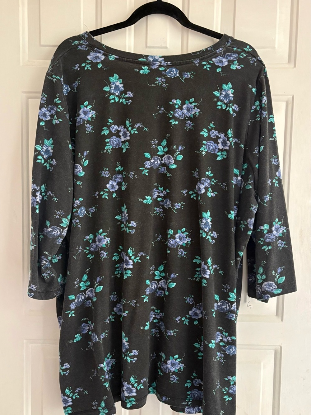 Woman Within V-Neck Floral Tunic Top - Black with Floral 2X - Picture 2 of 3